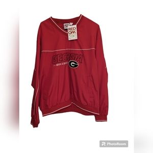 Georgia Bulldogs Pullover Windbreaker Vintage New with Tag Size L Red Oak